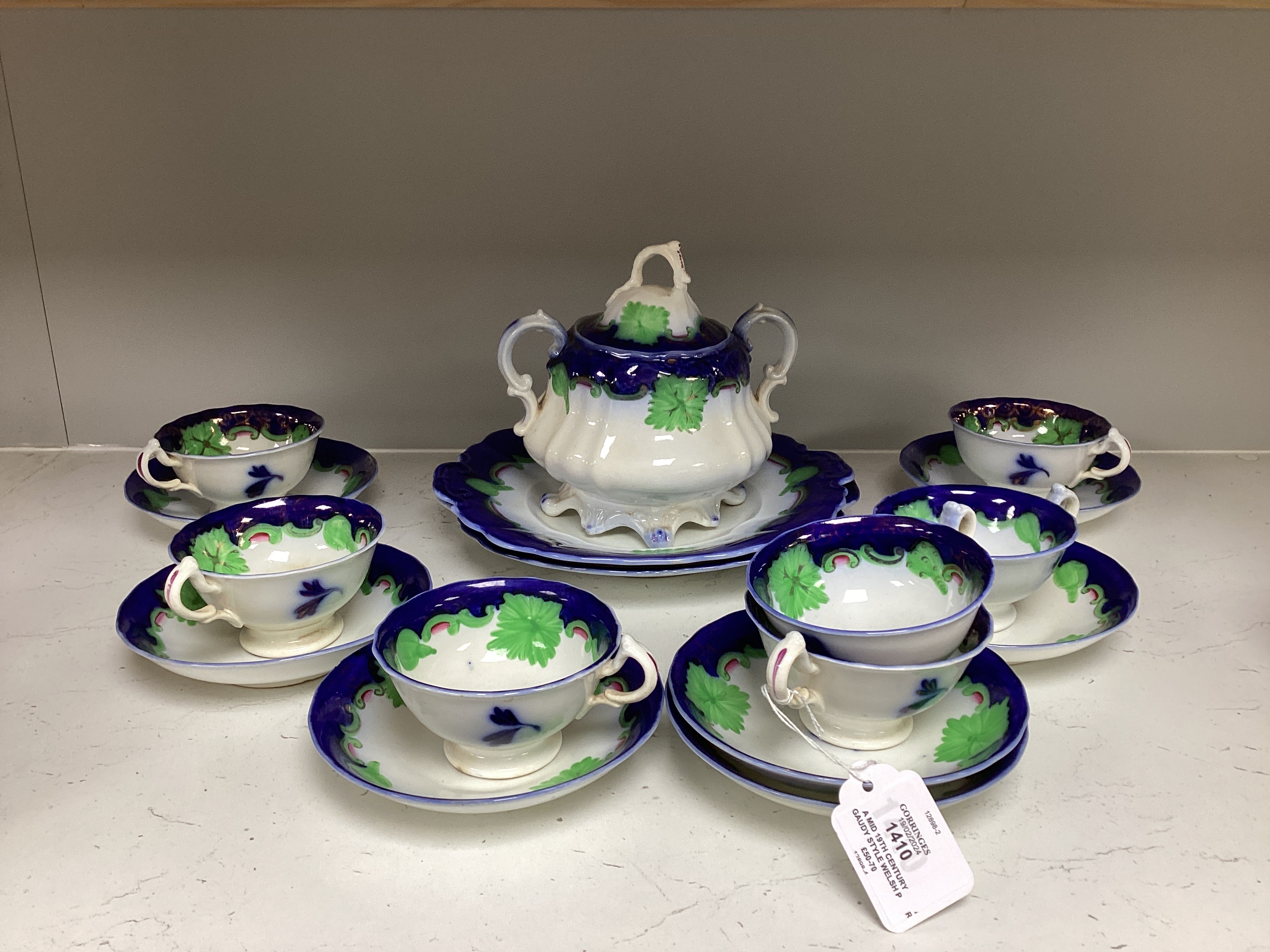 A mid 19th century Gaudy style Welsh part teaset